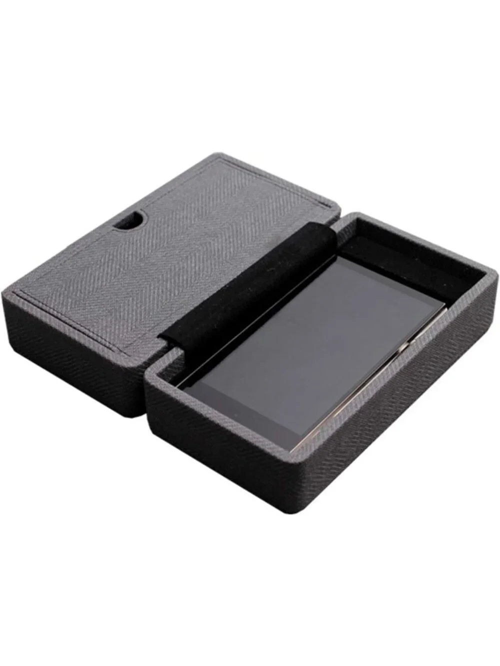 Handmade PU Leather Hard Case for 2 IEM Earphones & Digital Audio Player - Black
